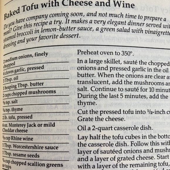 TOFU COOKBOOK  1981  Nutritious Low Calorie Vegan Recipes Appetizers to Dessert - Picture 13 of 16